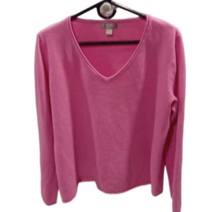 (217) WHITE STAG LIGHT PINK LONG SLEEVES V NECKLINE SWEATER TOP PULLOVER SIZE 20